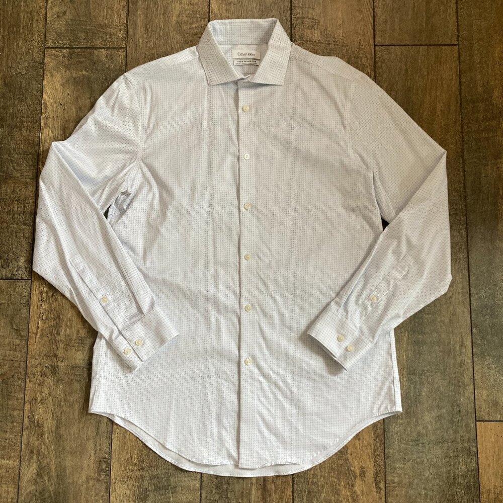 Calvin Klein Infinite Wrinkle Free Slim Fit Stretch Oxford Button Up Dress Shirt